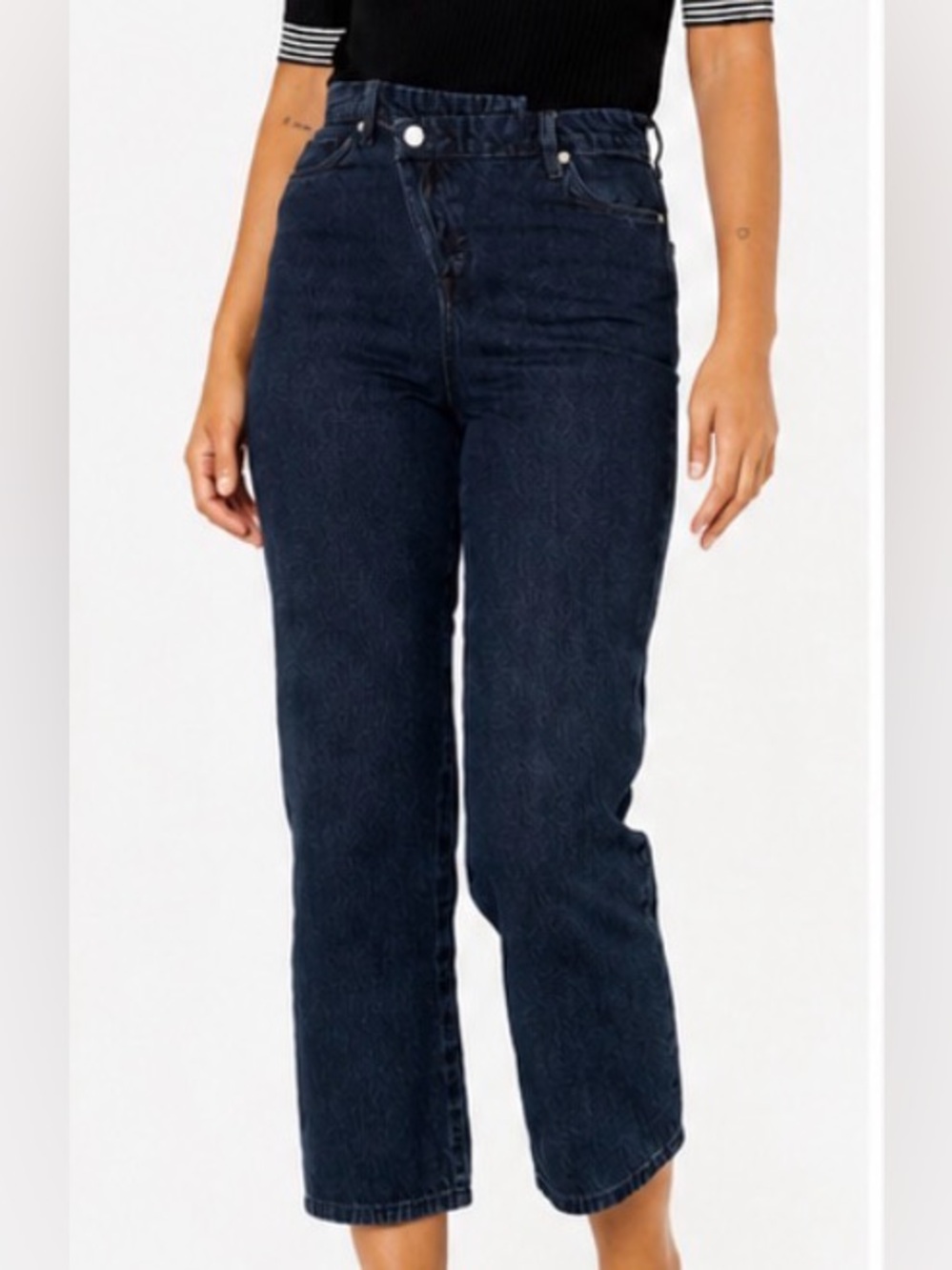 Blank NYC The Baxter Dark Indigo Rib Cage Straight Leg Jeans Button Fly 24